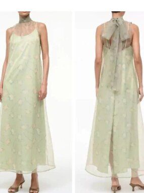 STAUD Albee Maxi Dress Gown in Botanical Moss Green